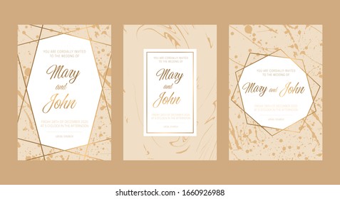 Luxury Wedding Invitation Cards Marble Texture Stock Vector (Royalty ...