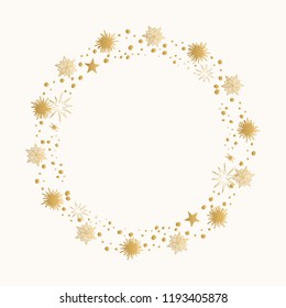 Gold foil star frame. Hand drawn uneven border.