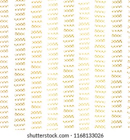 Gold foil stripes seamless vector pattern. Horizontal golden blocks in vertical lines on white background. Elegant design for digital paper, web banner, wedding, party invite, birthday celebration