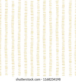 Gold foil stripes seamless vector pattern. Horizontal golden strokes in vertical lines on white background. Elegant design for digital paper, web banner, wedding, party invite, birthday celebration