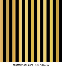 Gold foil stripes vertical lines seamless vector pattern. Golden blocks on black background. Elegant luxury art for wedding, invitation, banner, party, birthday, Christmas, New Year, celebration