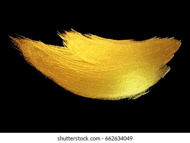 Gold Foil Stroke. Watercolor Texture Paint Stain Abstract Illustration. Shining brush stroke for you amazing design project.