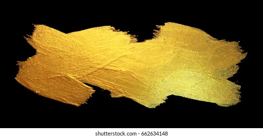 Gold Foil Stroke. Watercolor Texture Paint Stain Abstract Illustration. Shining brush stroke for you amazing design project.