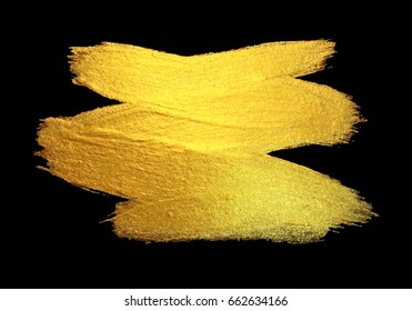 Gold Foil Stroke. Watercolor Texture Paint Stain Abstract Illustration. Shining brush stroke for you amazing design project.