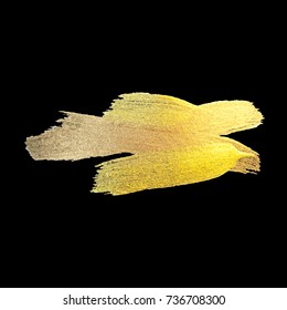 Gold Foil Stroke. Watercolor Texture Paint Stain Abstract Illustration. Shining brush stroke for you amazing design project.