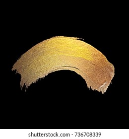 Gold Foil Stroke. Watercolor Texture Paint Stain Abstract Illustration. Shining brush stroke for you amazing design project.