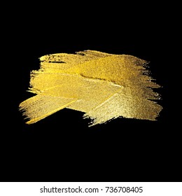 Gold Foil Stroke. Watercolor Texture Paint Stain Abstract Illustration. Shining brush stroke for you amazing design project.