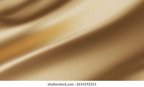 Gold foil surface with smooth folds. 3D shiny liquid luxury background