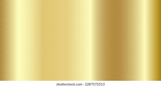 Gold foil texture background. Metal shiny gradient. Glossy surface with reflection and scratches. Realistic backdrop. Vector illustration
