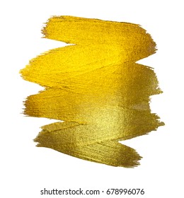 Gold Foil Vector Illustration. Watercolor Texture Paint Stain Abstract Shining Brush Stroke for you Amazing Design Project. White background.