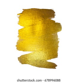 Gold Foil Vector Illustration. Watercolor Texture Paint Stain Abstract Shining Brush Stroke for you Amazing Design Project. White background.