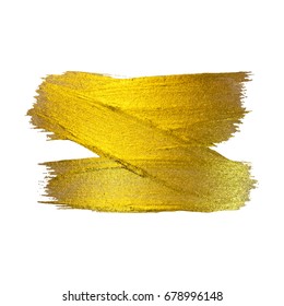 Gold Foil Vector Illustration. Watercolor Texture Paint Stain Abstract Shining Brush Stroke for you Amazing Design Project. White background