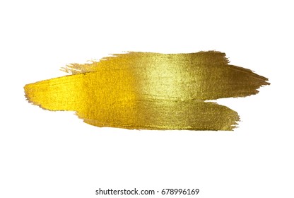 Gold Foil Vector Illustration. Watercolor Texture Paint Stain Abstract Shining Brush Stroke for you Amazing Design Project. White background