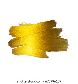 Gold Foil Vector Illustration. Watercolor Texture Paint Stain Abstract Shining Brush Stroke for you Amazing Design Project. White background