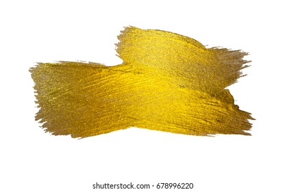 Gold Foil Vector Illustration. Watercolor Texture Paint Stain Abstract Shining Brush Stroke for you Amazing Design Project. White background