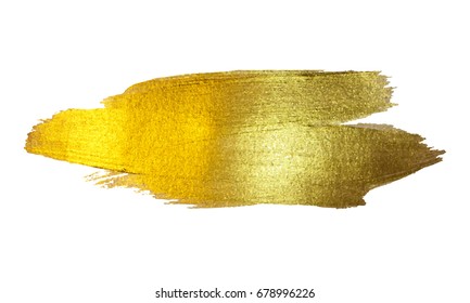 Gold Foil Vector Illustration. Watercolor Texture Paint Stain Abstract Shining Brush Stroke for you Amazing Design Project. White background.