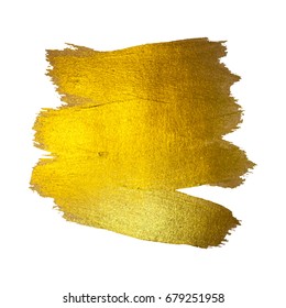 Gold Foil Vector Illustration. Watercolor Texture Paint Stain Abstract  Shining Brush Stroke  for you Amazing Design Project. White background.