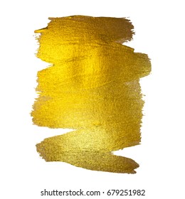 Gold Foil Vector Illustration. Watercolor Texture Paint Stain Abstract  Shining Brush Stroke  for you Amazing Design Project. White background.