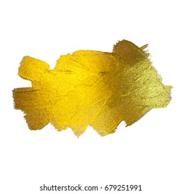 Gold Foil Vector Illustration. Watercolor Texture Paint Stain Abstract  Shining Brush Stroke  for you Amazing Design Project. White background.