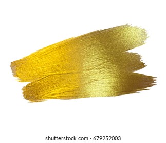 Gold Foil Vector Illustration. Watercolor Texture Paint Stain Abstract  Shining Brush Stroke  for you Amazing Design Project. White background.