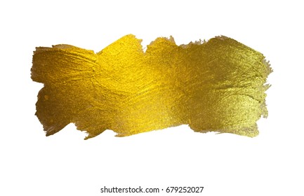 Gold Foil Vector Illustration. Watercolor Texture Paint Stain Abstract  Shining Brush Stroke  for you Amazing Design Project. White background.