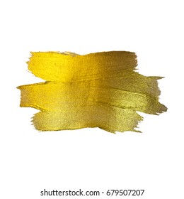 Gold Foil Vector Illustration. Watercolor Texture Paint Stain Abstract Shining Brush Stroke for you Amazing Design Project. White background