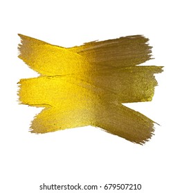 Gold Foil Vector Illustration. Watercolor Texture Paint Stain Abstract Shining Brush Stroke for you Amazing Design Project. White background