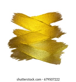 Gold Foil Vector Illustration. Watercolor Texture Paint Stain Abstract Shining Brush Stroke for you Amazing Design Project. White background