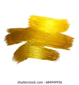 Gold Foil Vector Illustration. Watercolor Texture Paint Stain Abstract Shining Brush Stroke for you Amazing Design Project. White background
