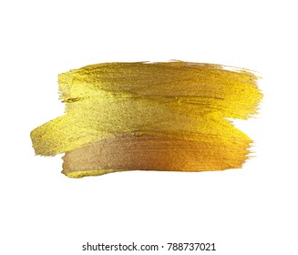 Gold Foil Vector Illustration. Watercolor Texture Paint Stain Abstract Shining Brush Stroke for you Amazing Design Project. White background