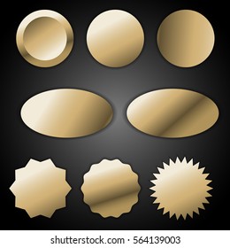 Gold foil vector label sticker set.