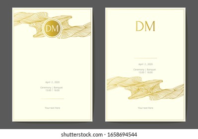 Gold foil wedding invitation. Vector illustration.