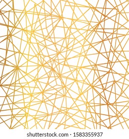 Gold foil wire triangles geometric seamless mosaic repeat pattern background - for stock