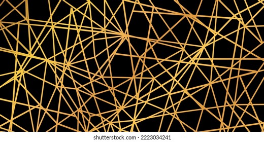 Gold foil wire triangles geometric seamless mosaic repeat pattern background - vector for stock