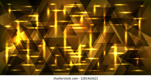 Gold foil and yellow intersections on a dark metal background. Bright pattern for a festive mood and interior decoration.