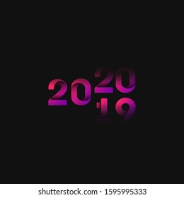Gold and folded '2019/20' for the new year, vector illustration