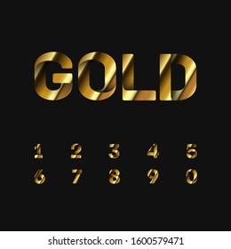 Gold folded fontset, vector illustration
