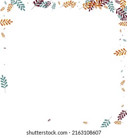 Vector blanco de fondo de follaje dorado. Ilustración de afiches deja. Hierba naranja. Papel tapiz de la planta marrón. Marco vibrante.