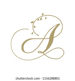 Gold foliage, script letter A