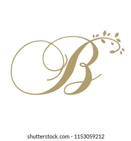 Gold foliage, script letter B