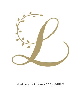 Gold Foliage, Script Letter L 