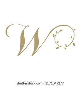 Gold foliage, script letter W