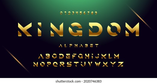 Gold font and alphabet vector, Golden typeface letter and number design. Typography golden font set for logo, Poster, Invitation. vector illustration.