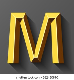 Gold font with bevel, letter M vector