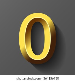 Gold Font With Bevel, Number 0 Vector