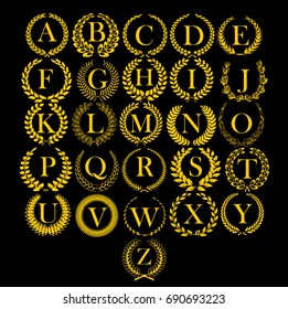 gold font with emblem vintage
