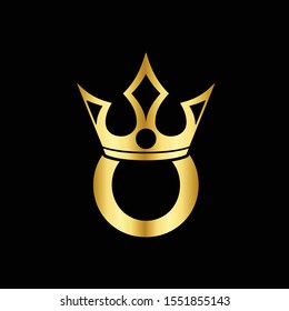 
Gold Font Letter O Logo. Crown of kings and queens with the logo icon O. Initial Letter O Design Vector Luxury Golden