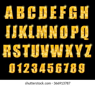 gold font logo for company and corporation.alphabet vector polygon 