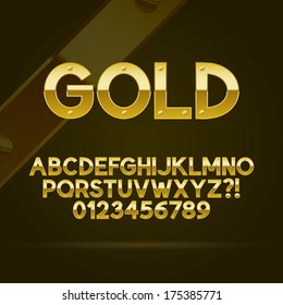 Gold Font and Numbers, Eps 10 Vector, Editable for any Background