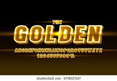 Gold font set collection, letters and numbers symbol. Vector illustration